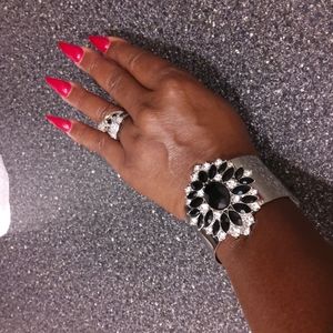 Silverc& BLACK cuff bracelet NWOT